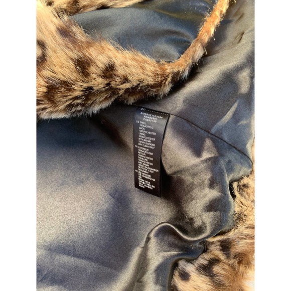 Faux Fur Plush Leopard Coat Fall Winter Retro 50s 60s Rockabilly Punk Glam Goth - Picture 8 of 10